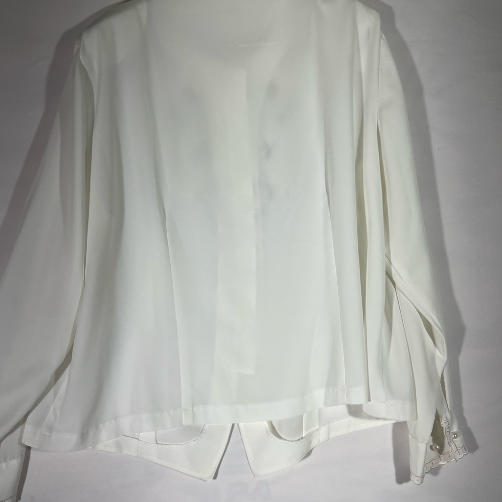 VTG CHRISTIE & JILL EMBROIDERED FLORAL BLOUSE BUTTON UP COTTAGECORE 20W IVORY - Picture 2 of 11